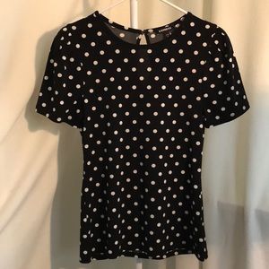 Polka dot puffy shoulder top